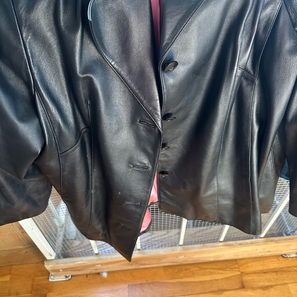 Wilsons Leather Black Leather Jacket Sleek and Glossy